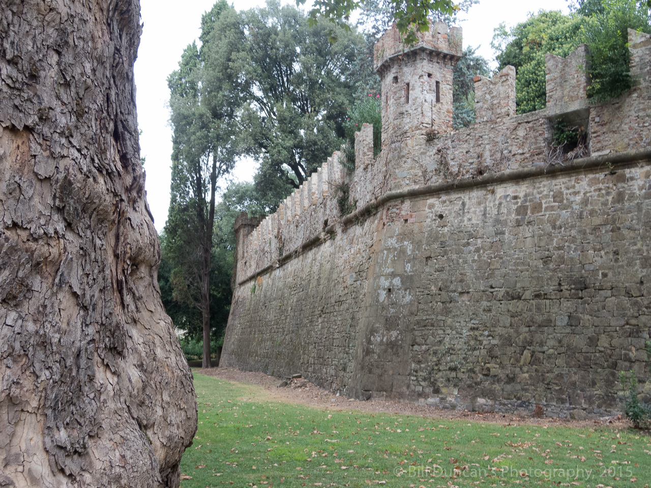 A private estate is bordered by the Roman wall.