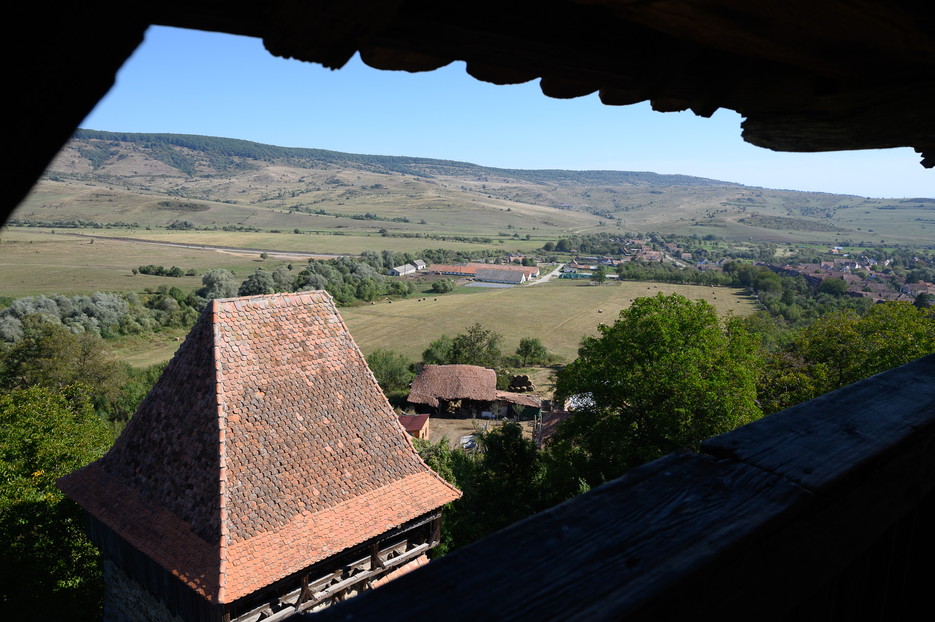 The  countryside around Viscri as seen from one of the church's towers.