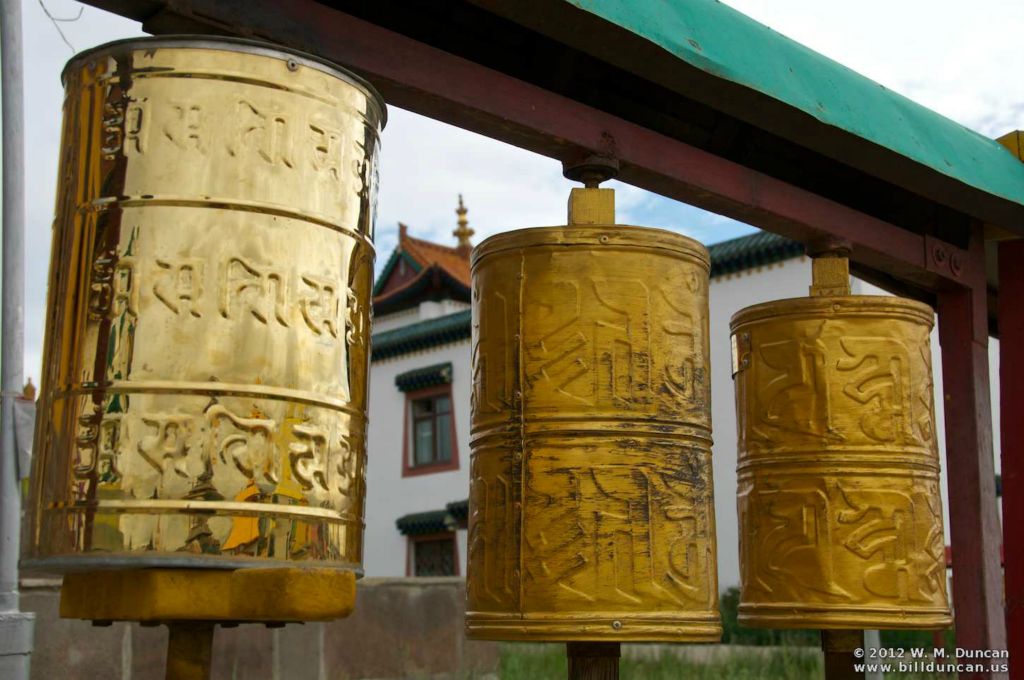 Buddist prayer drums.  One seeks a blessing as one spins a drum clockwise.