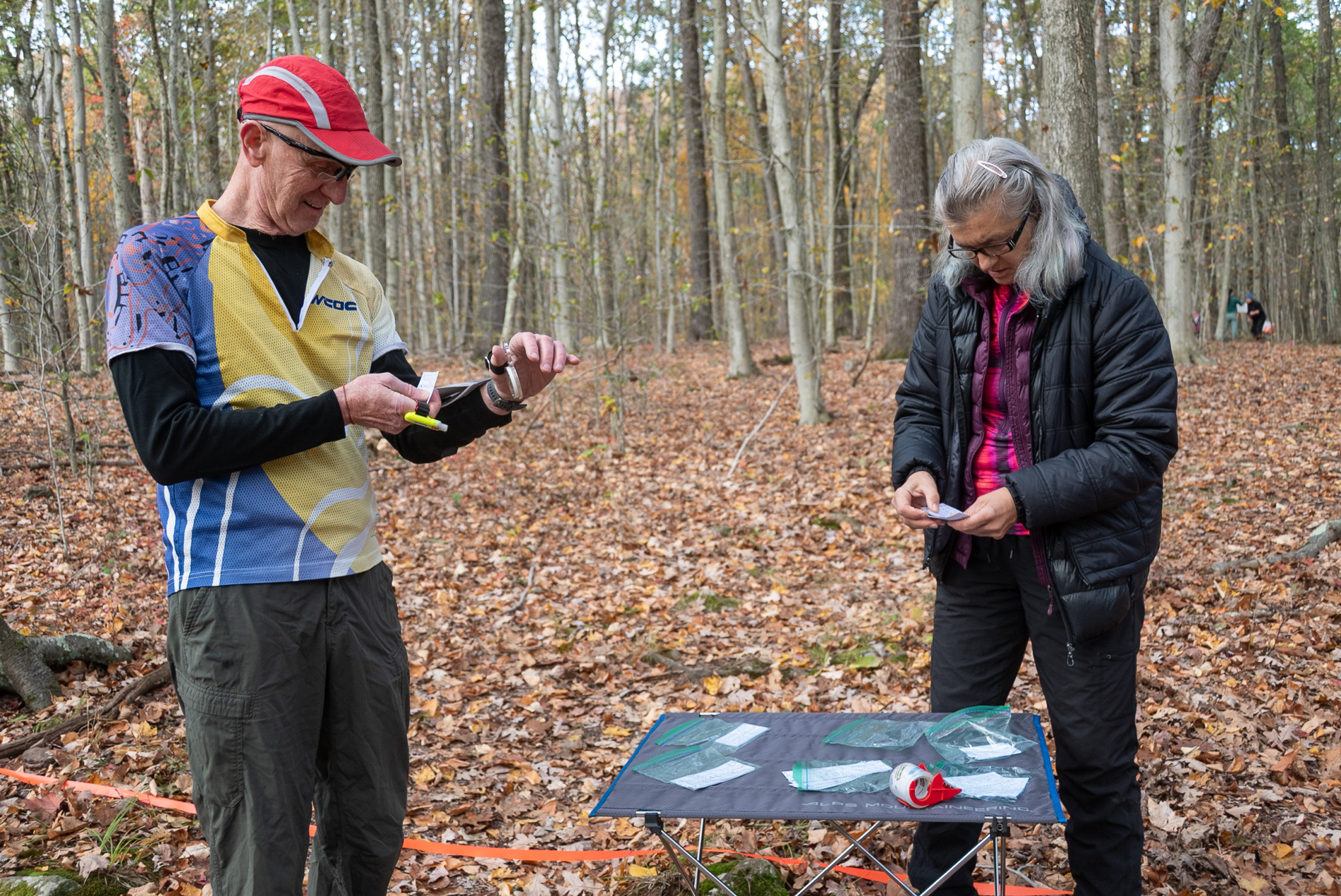 While the clues are printed on the maps,  many competitors like to mount a separate Clue Sheet to a wrist for easier reference when racing.