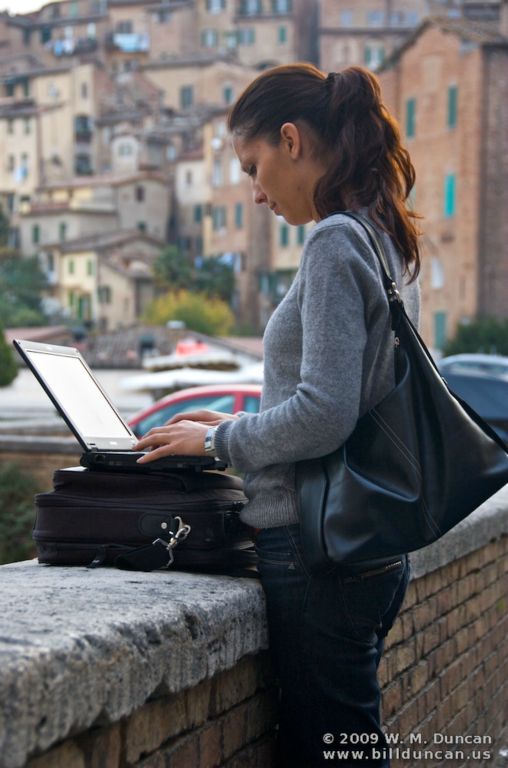 Modern tablet in ancient city - Siena